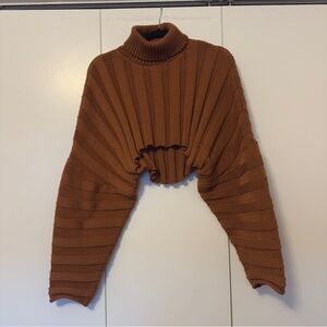 Tic Toc Brown Cropped Turtleneck Sweater